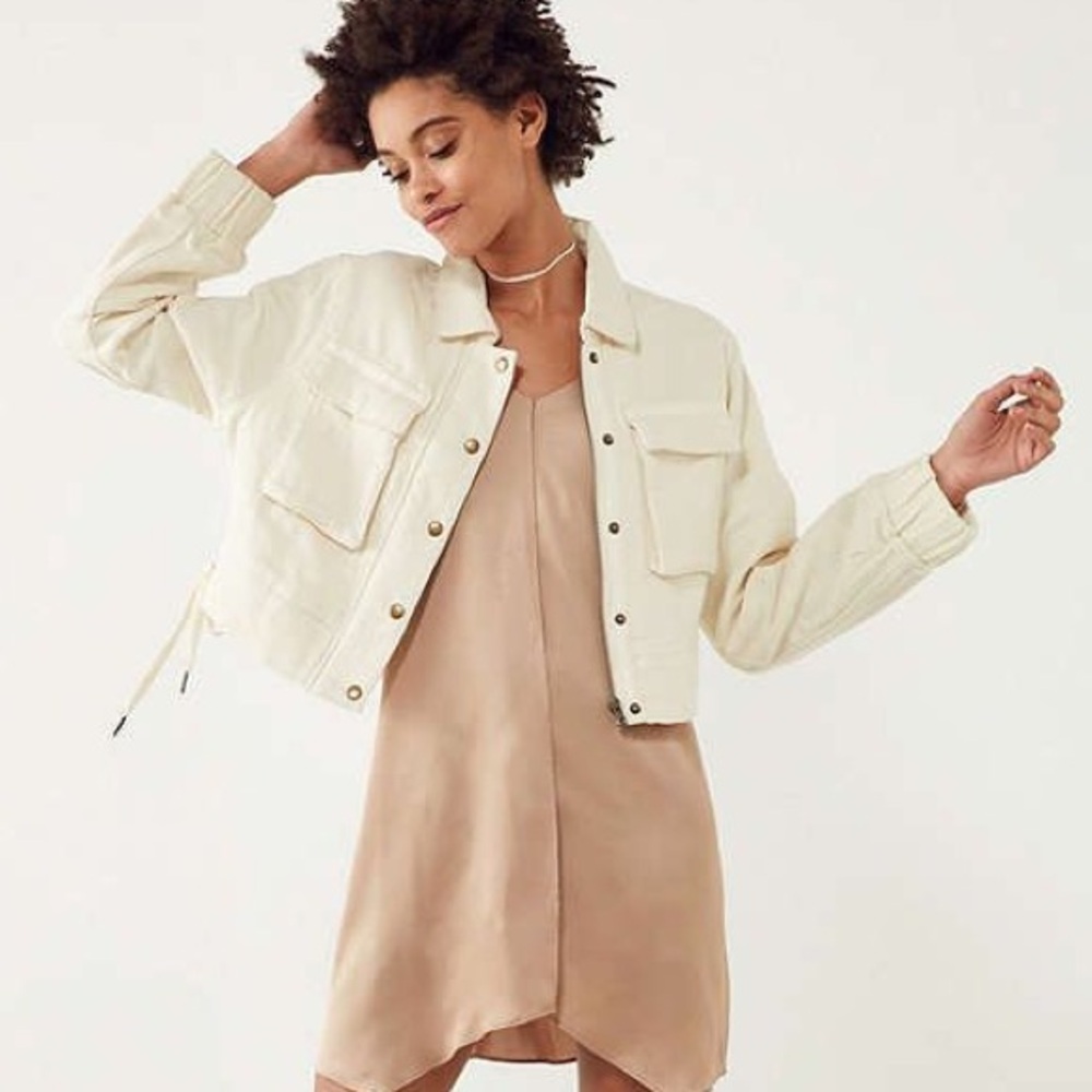 Urban Outfitters Silence & Noise Elisa Gab Cropped Shirt Jacket